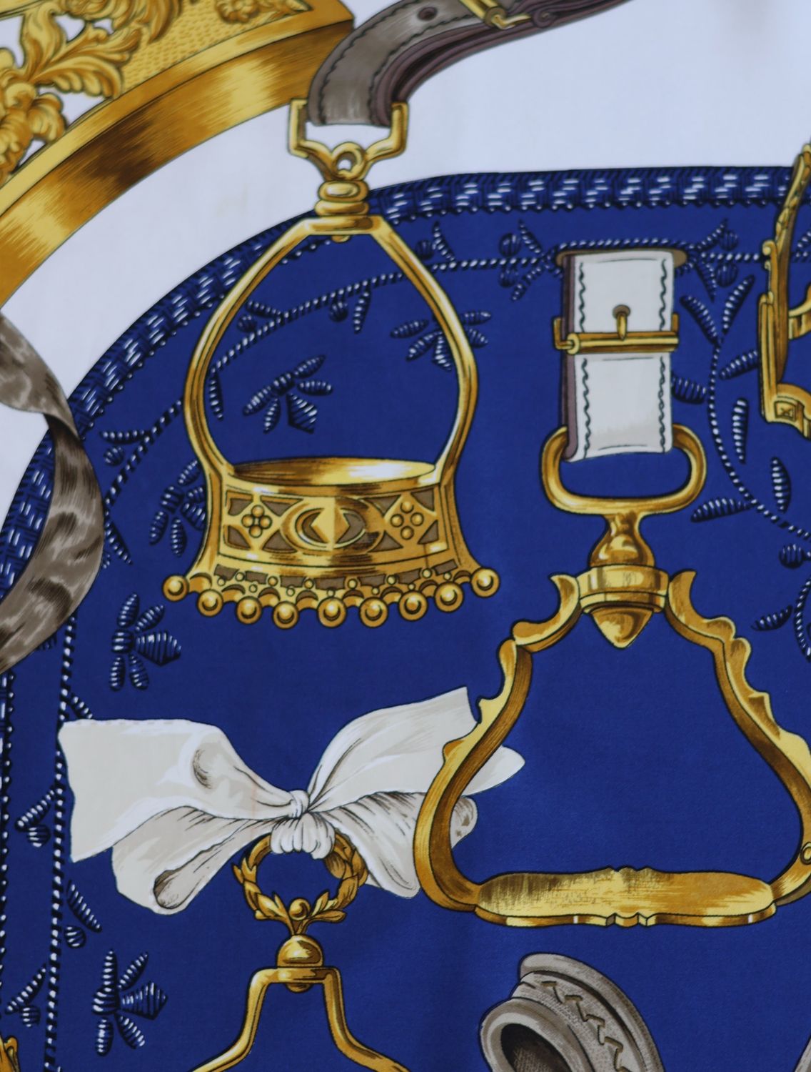 Hermès Étriers Blue Silk Scarf