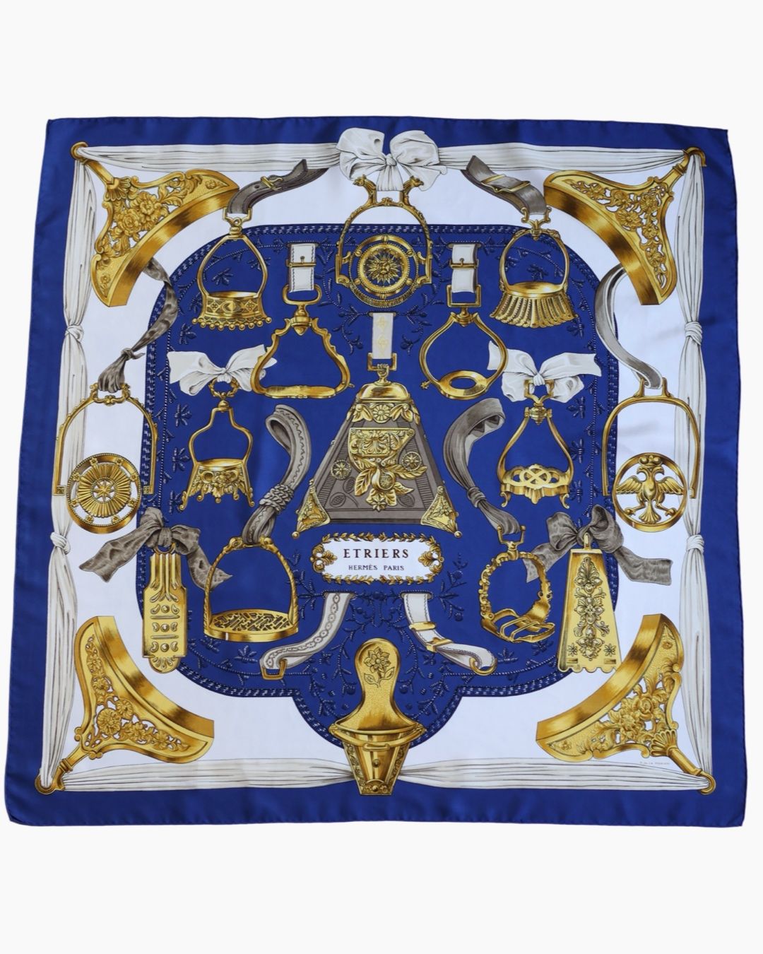 Hermès Étriers Blue Silk Scarf