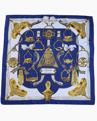 Hermès Étriers Blue Silk Scarf