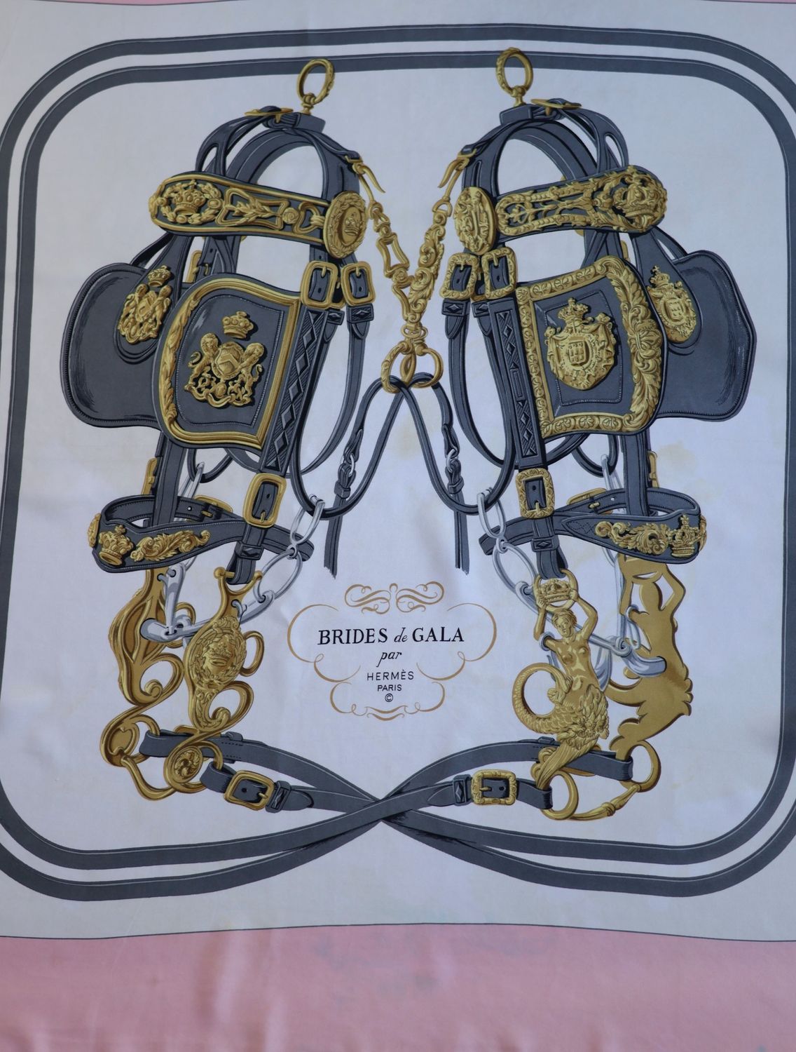 Hermès Brides de Gala Pink Silk Scarf