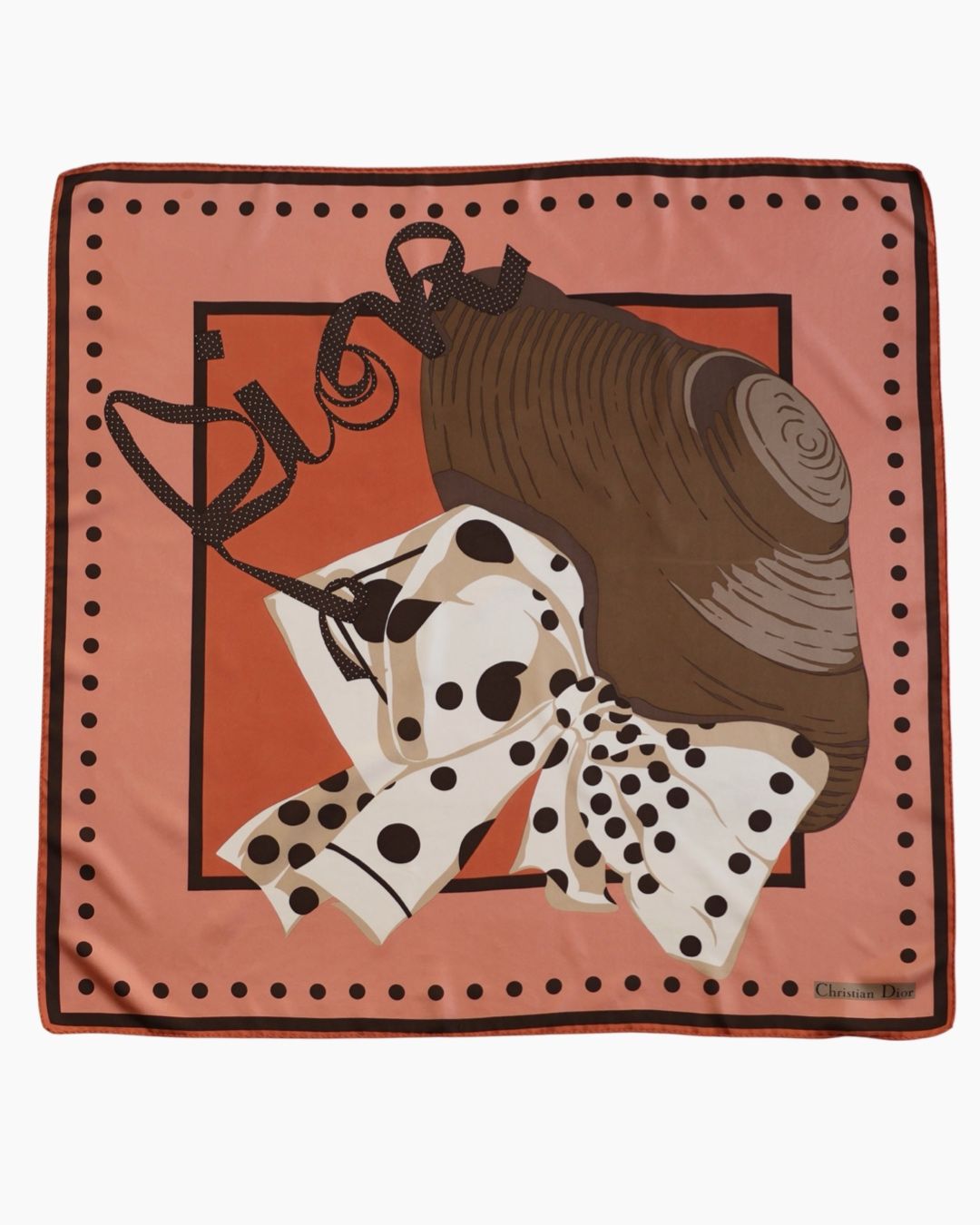 Christian Dior Ribbon &amp; Hat Silk Scarf