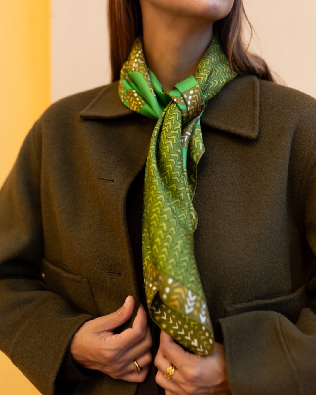 Christian Dior Green Mosaic Silk Scarf