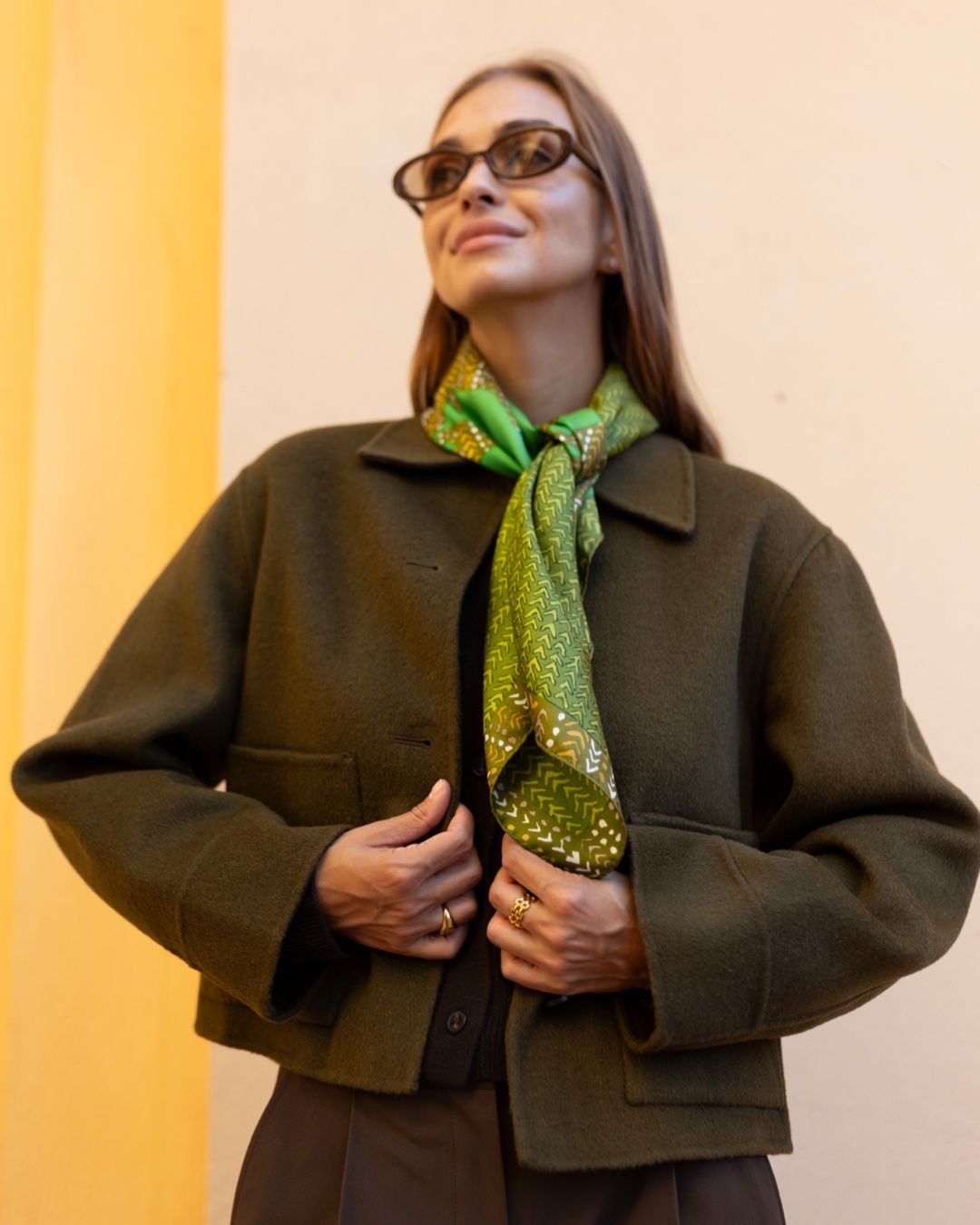 Christian Dior Green Mosaic Silk Scarf