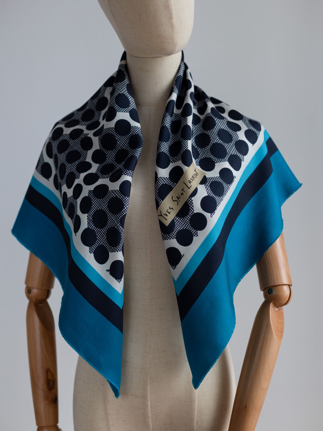 YSL Moroccan Blue Silk Scarf