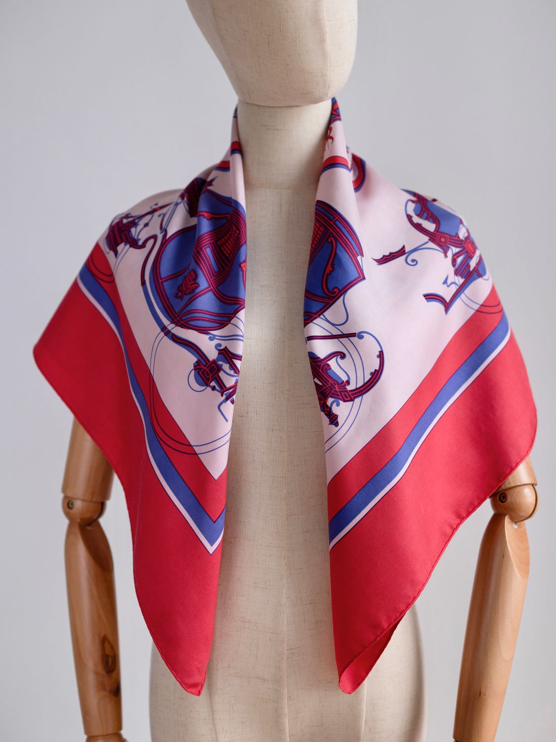Hermès Ex Libris Pink Silk Scarf