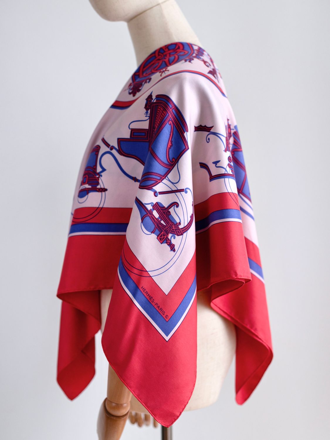 Hermès Ex Libris Pink Silk Scarf