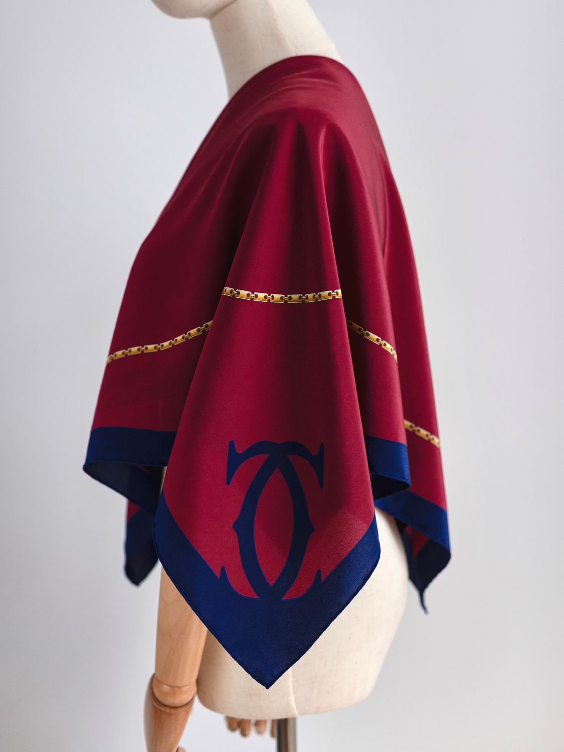 Cartier Burgundy Chain Silk Scarf