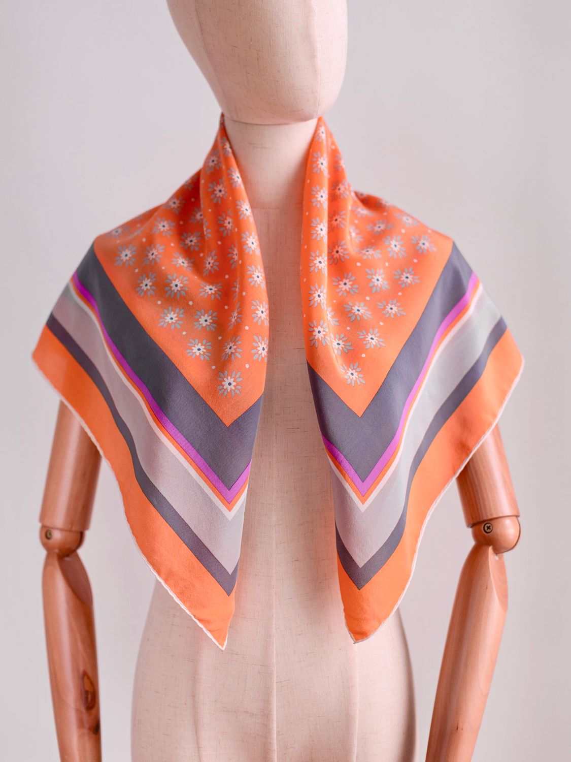 Christian Dior Daisy Stripe Silk Scarf