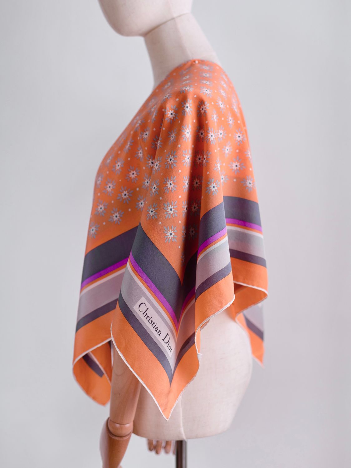 Christian Dior Daisy Stripe Silk Scarf