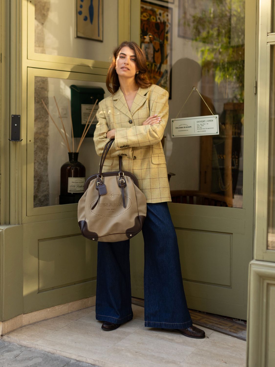 Prada Brown Jacquard Bag