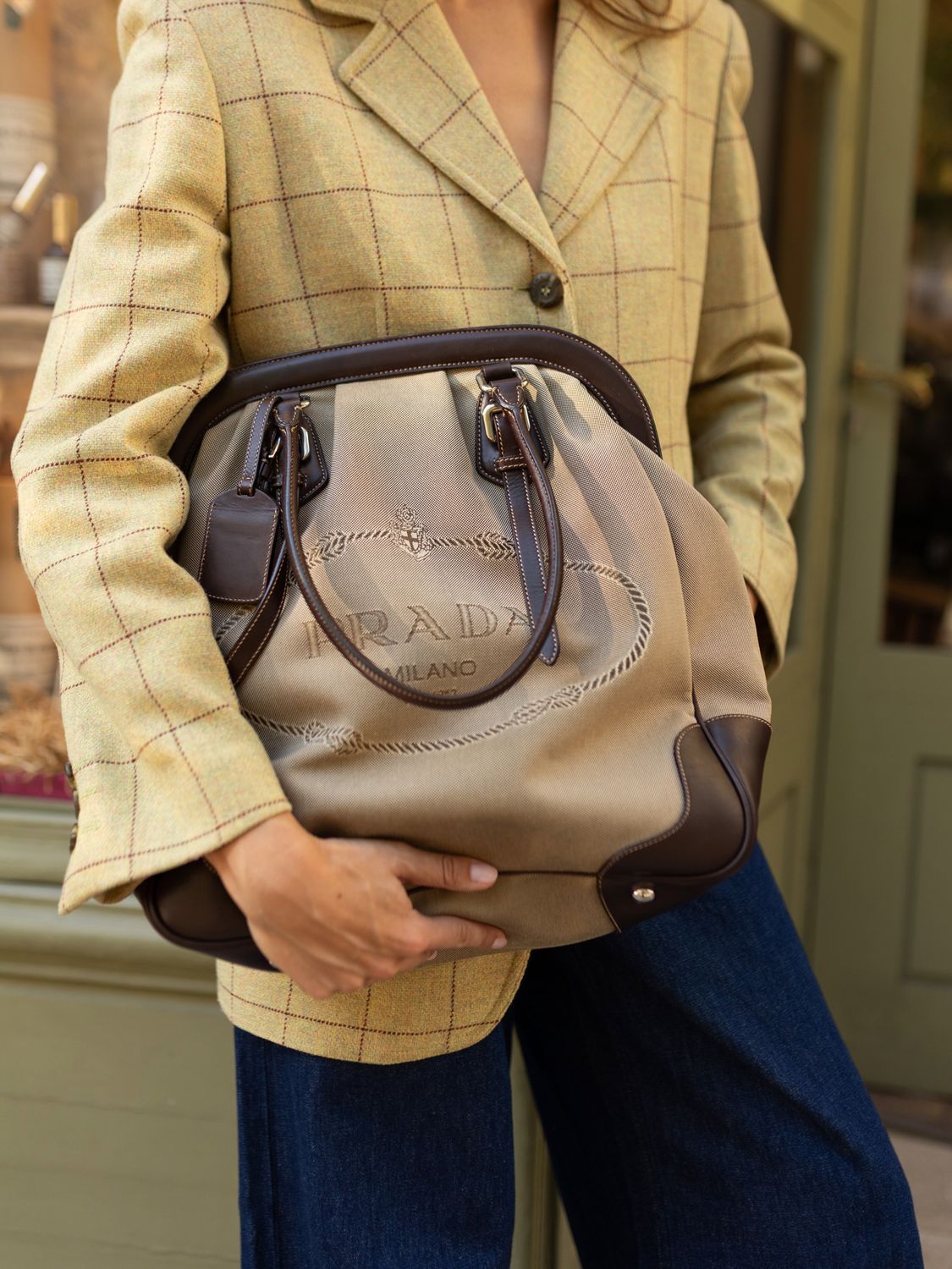 Prada Brown Jacquard Bag
