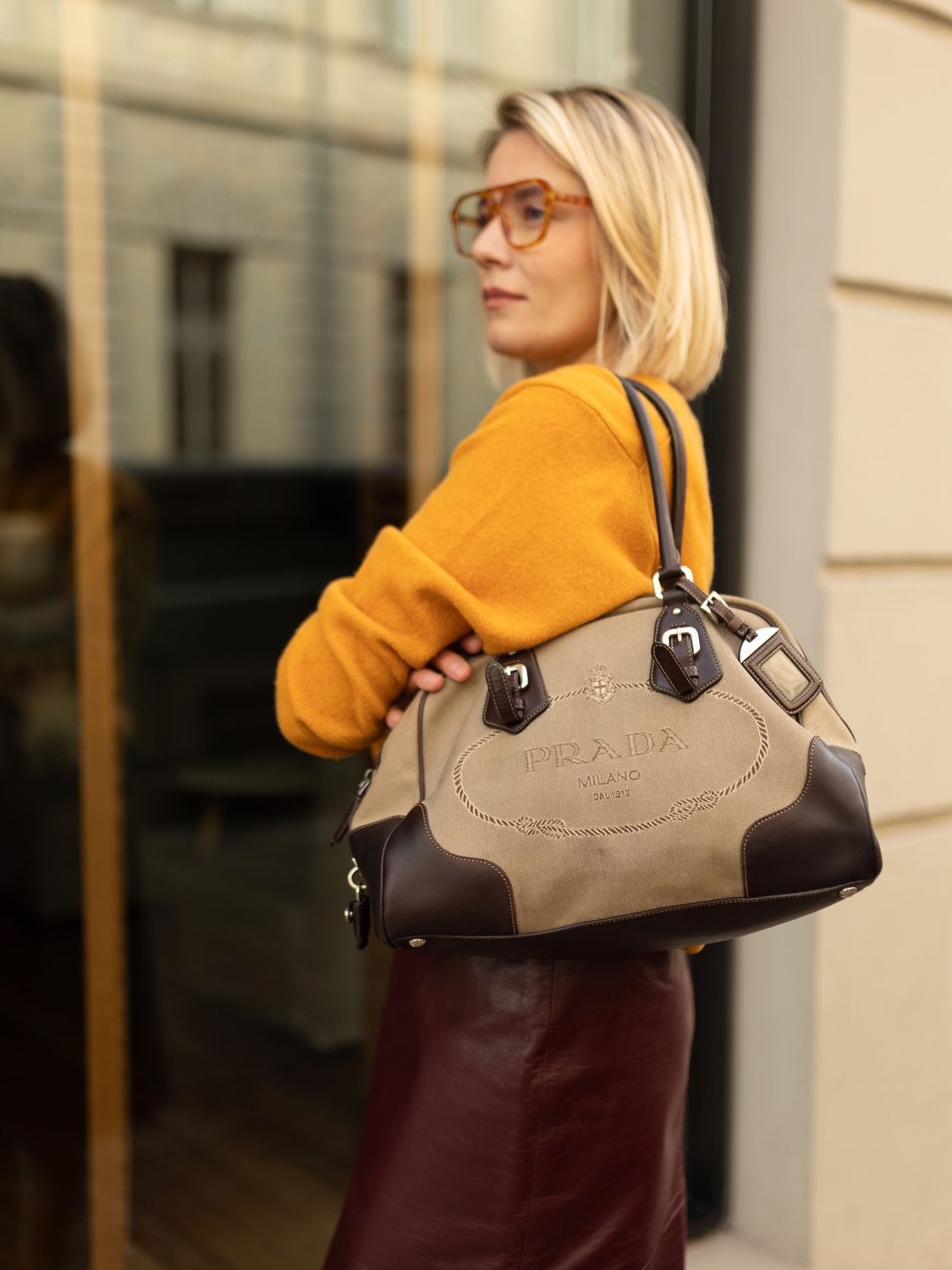 Prada Jacquard Bowling Bag