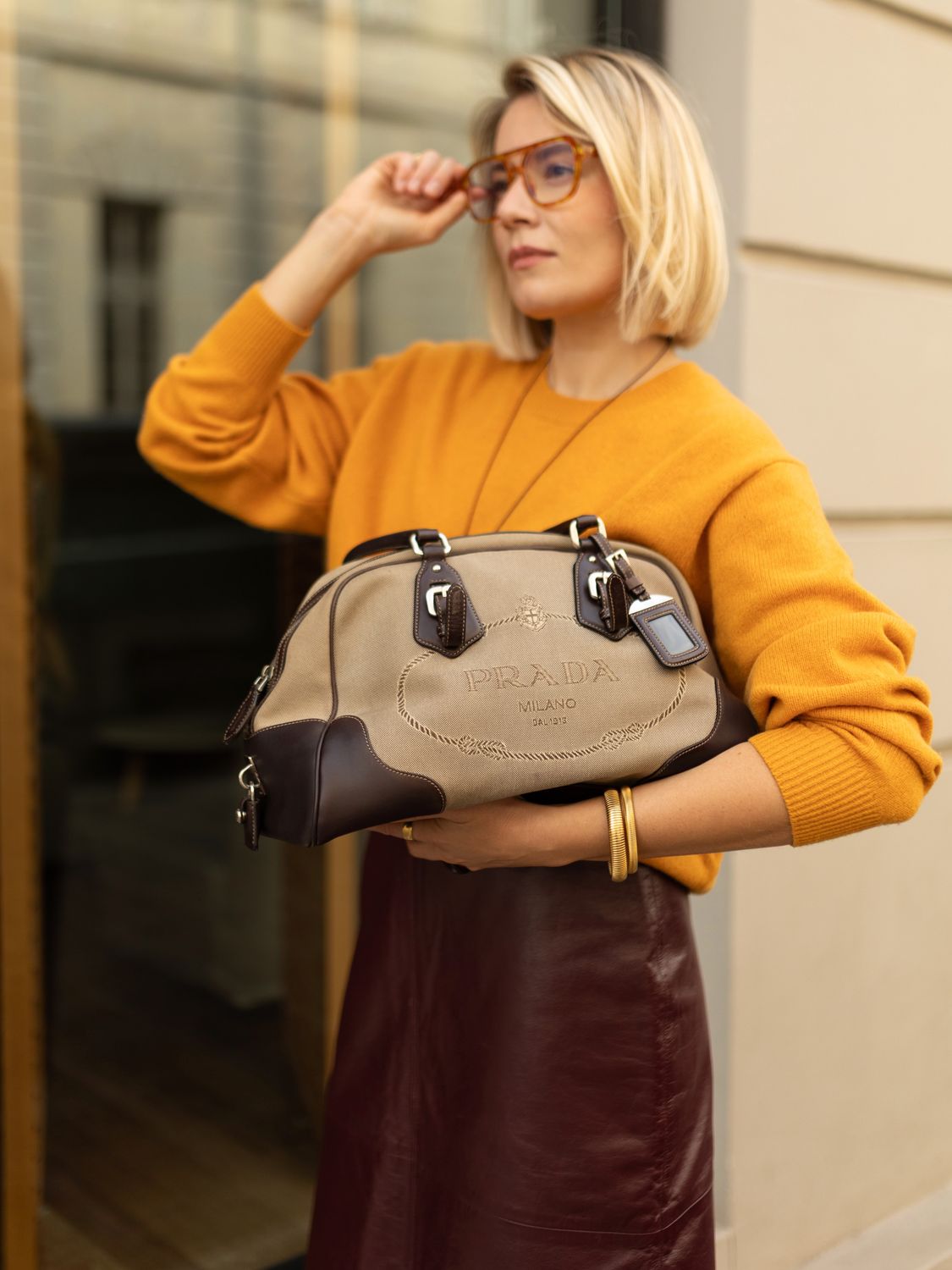 Prada Jacquard Bowling Bag