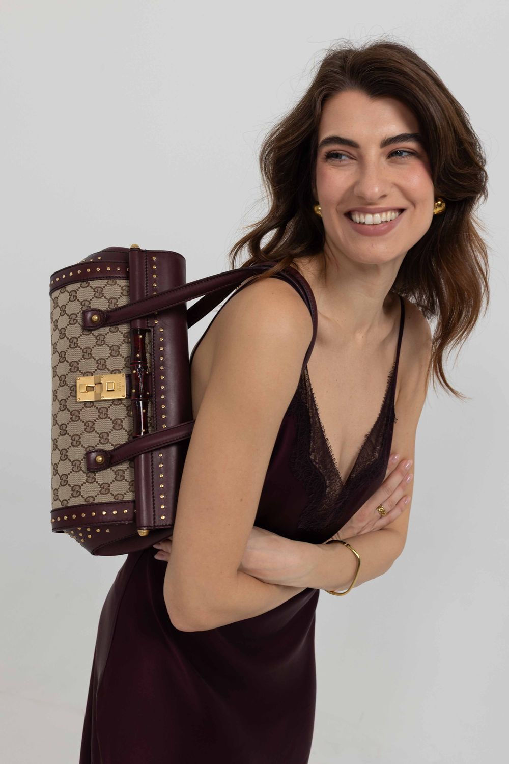 Gucci Bullet GG Supreme Burgundy Bag