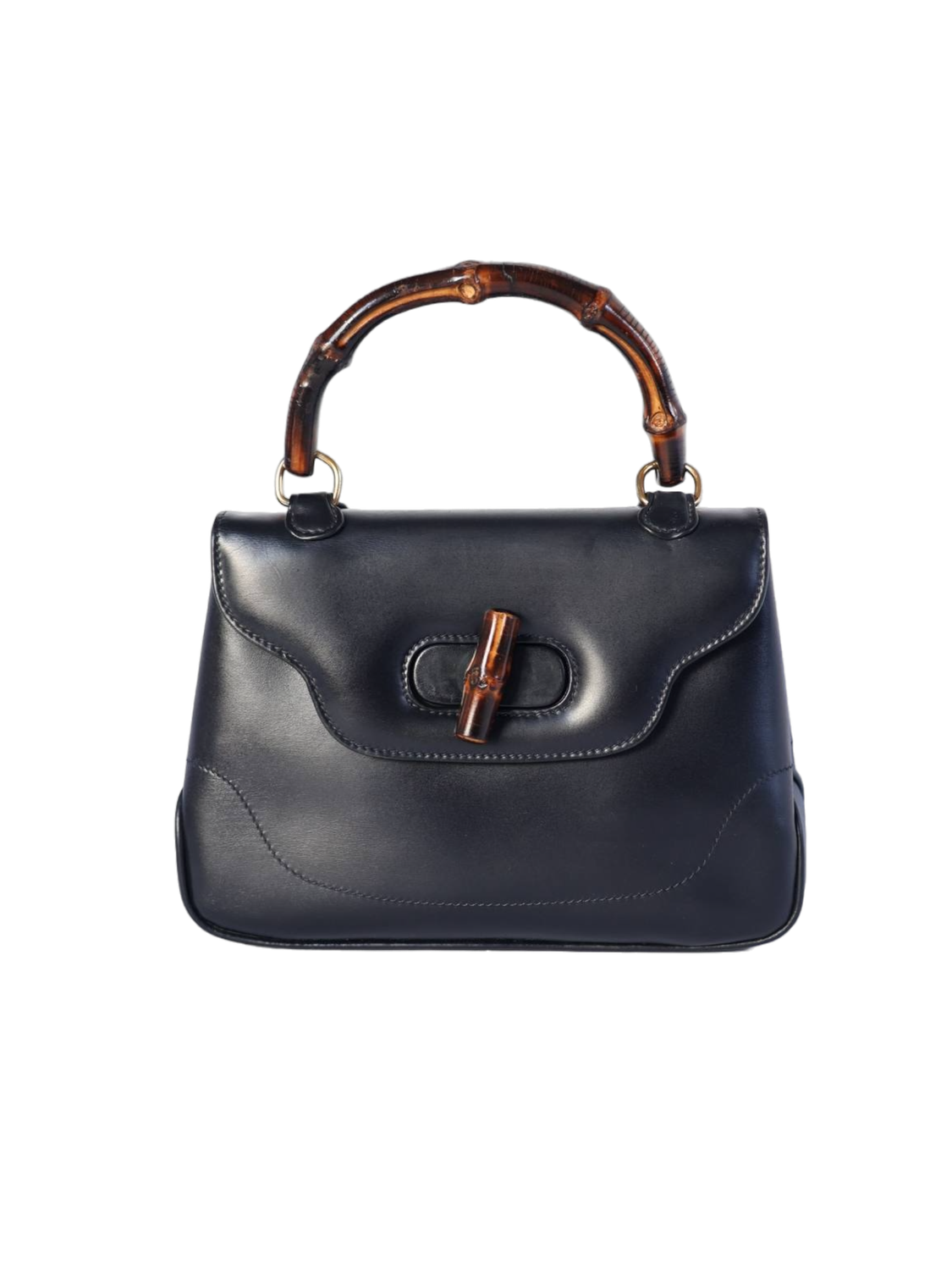 Gucci 1960s Bamboo Navy Blue Bag