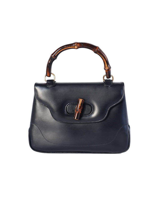 Gucci 1960s Bamboo Navy Blue Bag