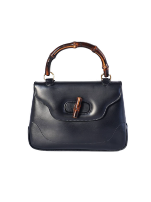 Gucci 1960s Bamboo Navy Blue Bag