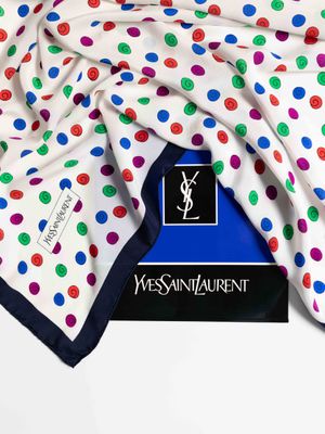 Yves Saint Laurent Dot Pattern Silk Scarf