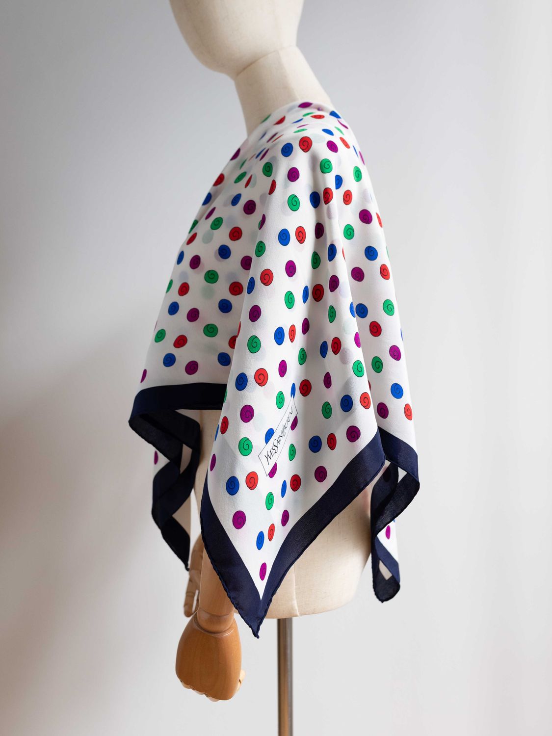 Yves Saint Laurent Dot Pattern Silk Scarf