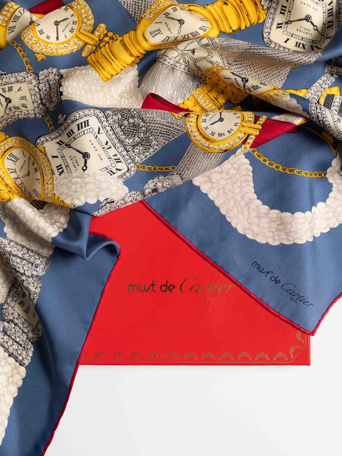 Cartier Black Watches Silk Scarf