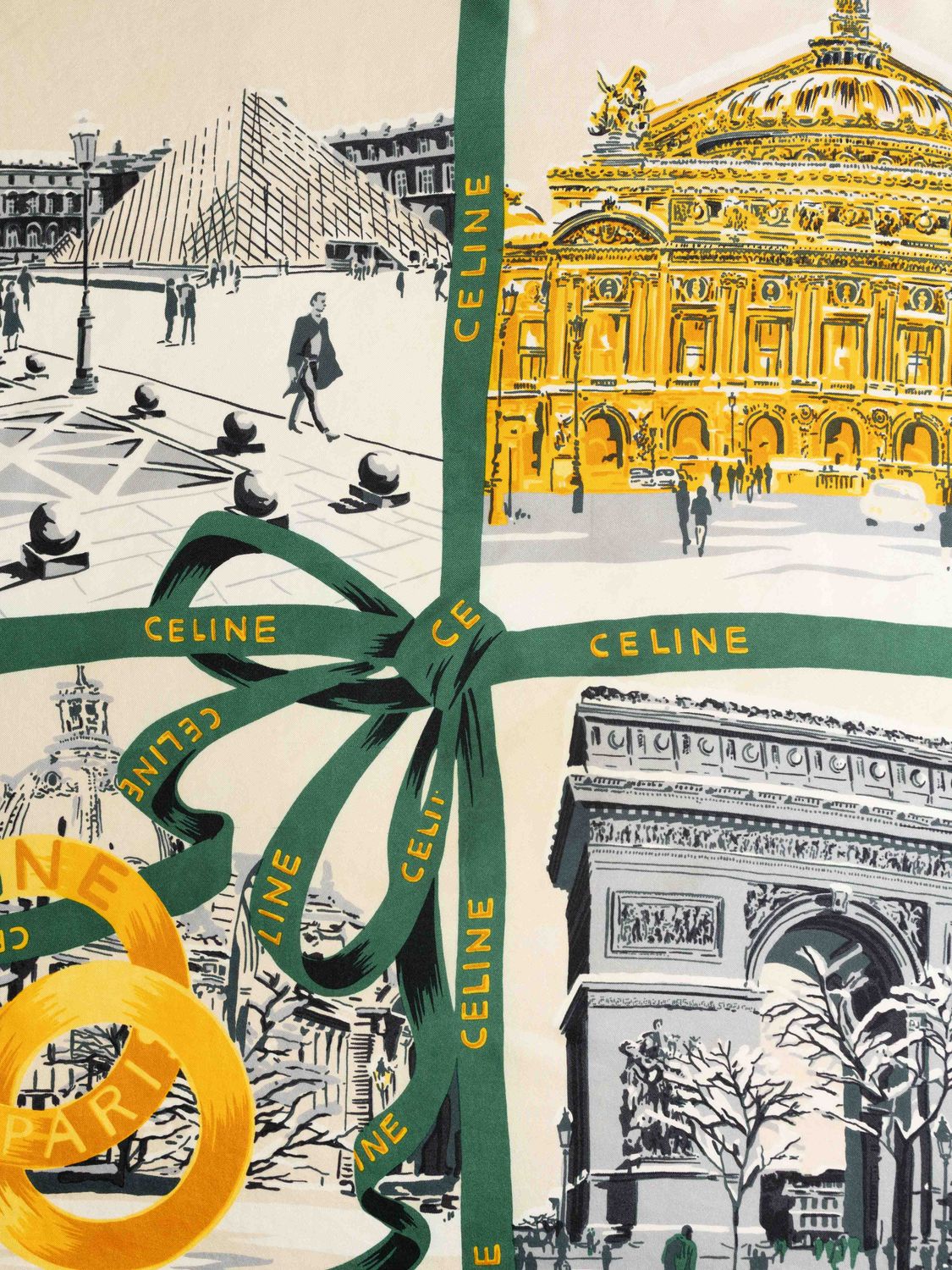 Celine Snowy Paris Silk Scarf