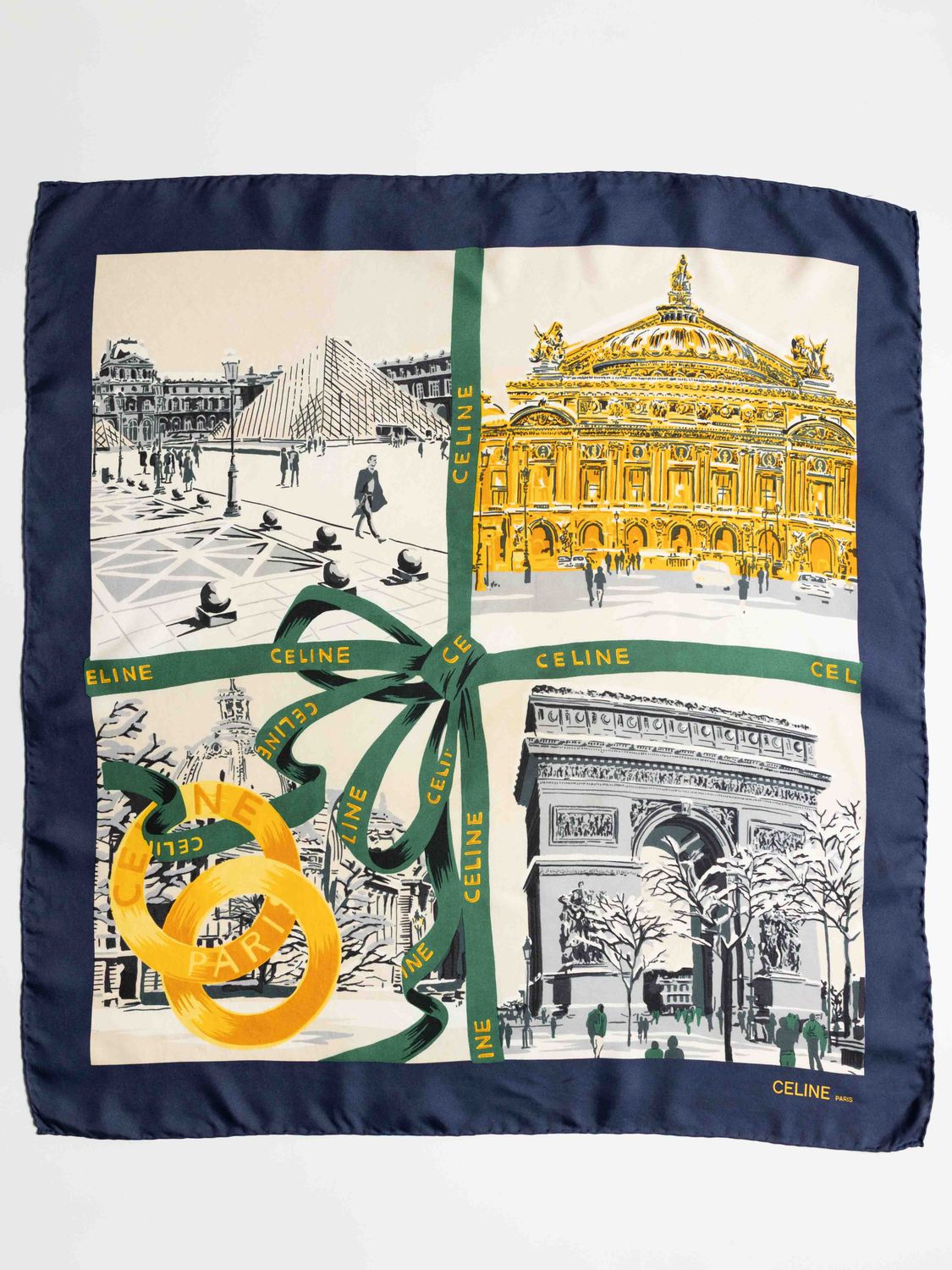 Celine Snowy Paris Silk Scarf