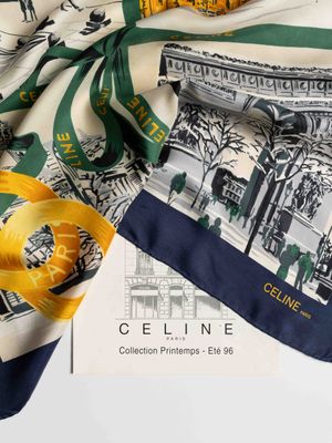 Celine Snowy Paris Silk Scarf