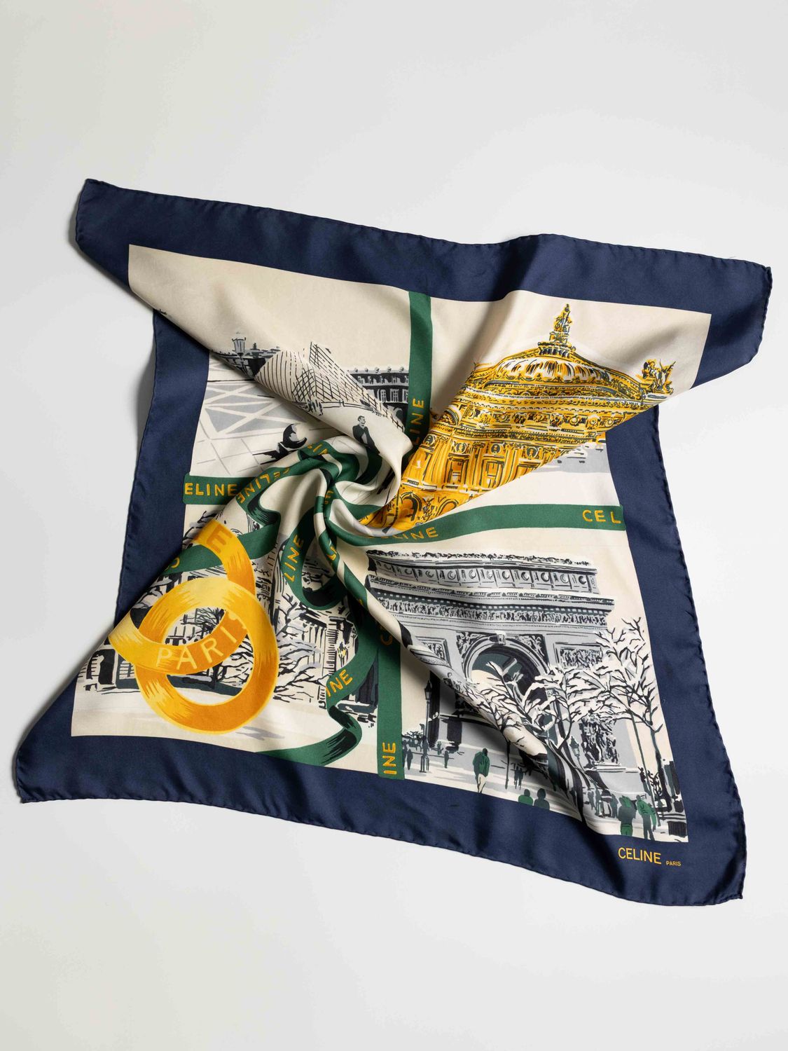 Celine Snowy Paris Silk Scarf