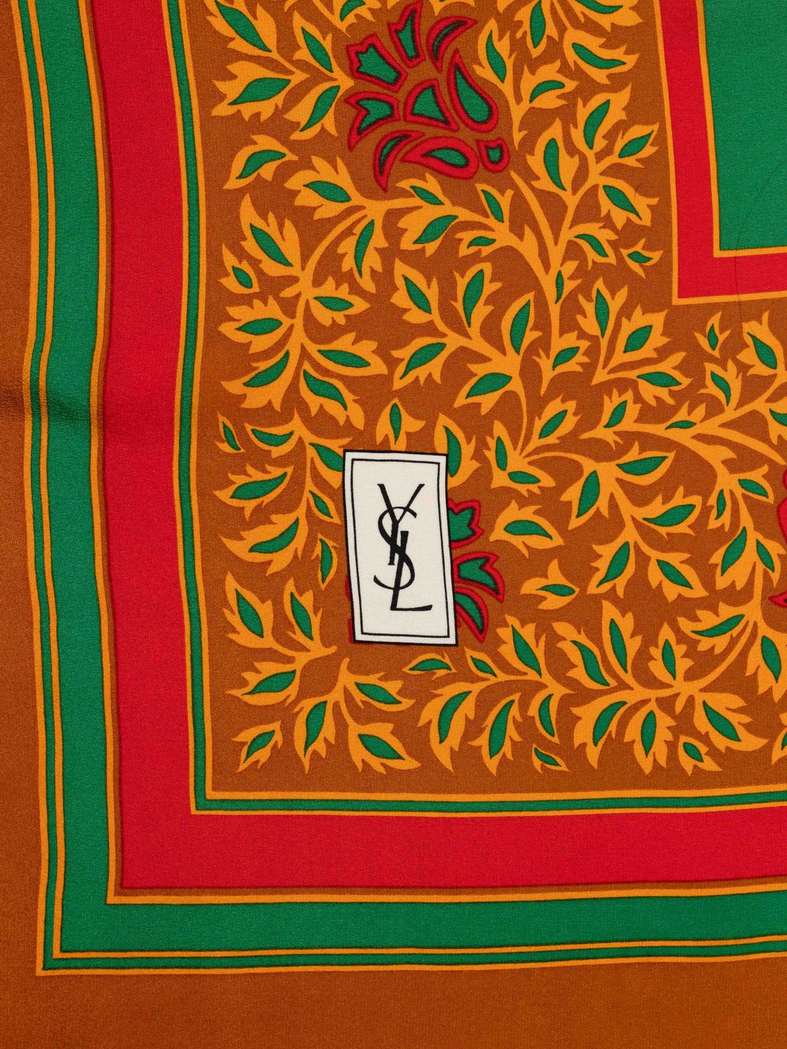 Yves Saint Laurent Ornamental Pattern Silk Scarf