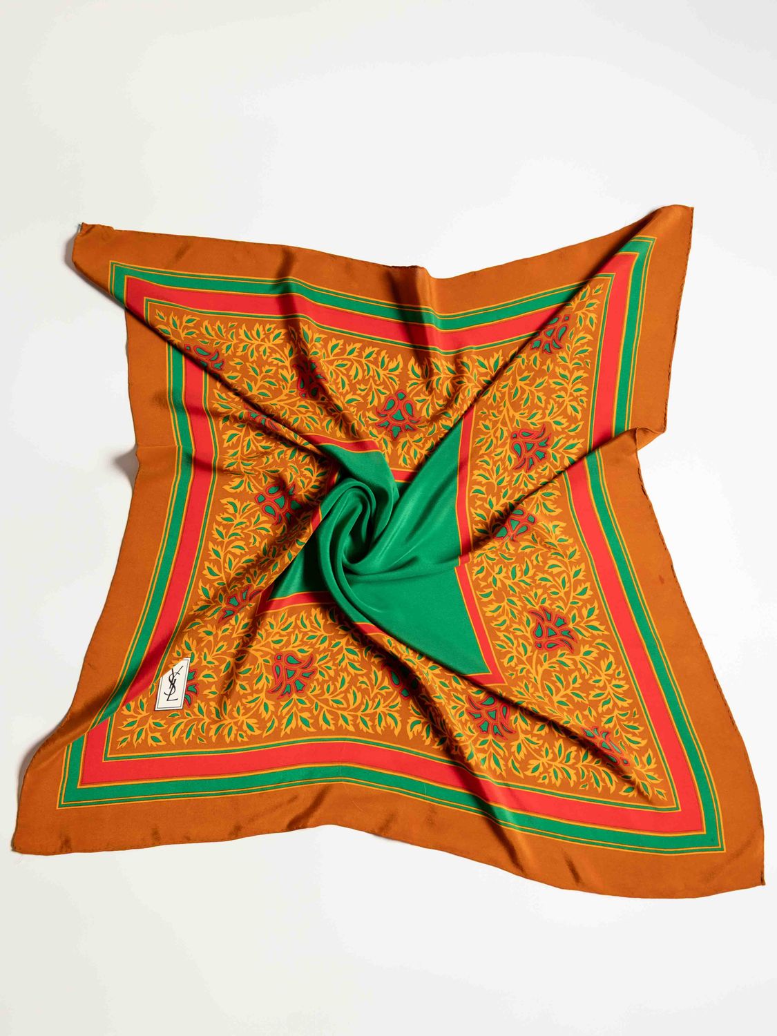 Yves Saint Laurent Ornamental Pattern Silk Scarf