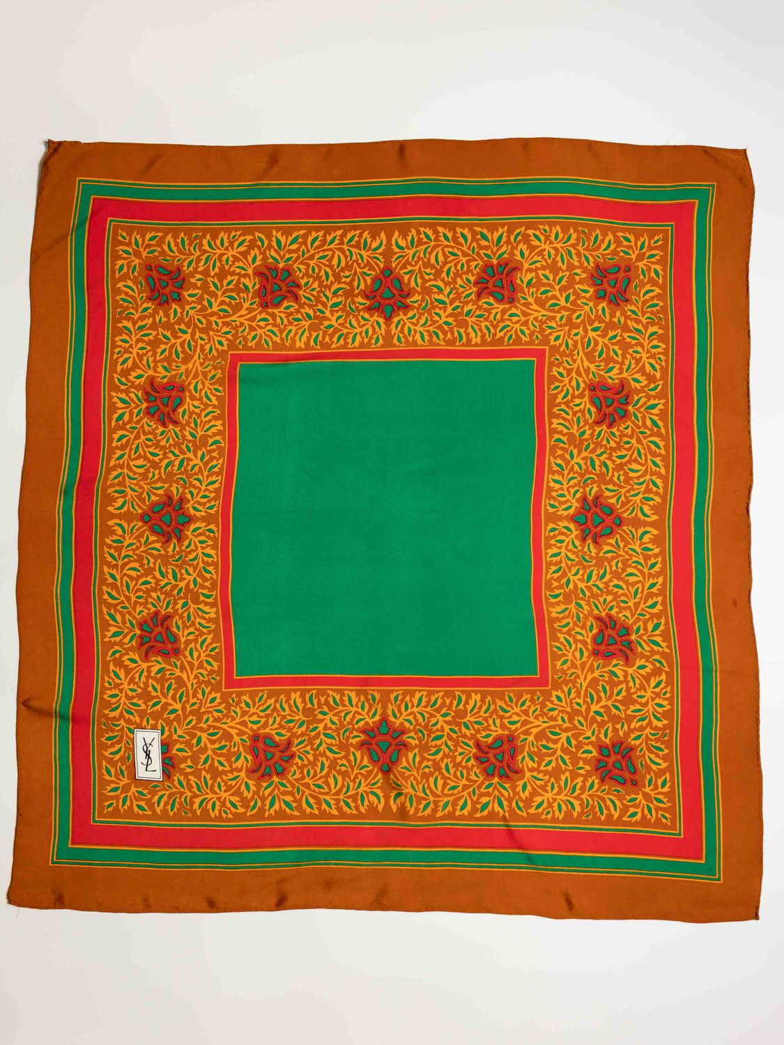 Yves Saint Laurent Ornamental Pattern Silk Scarf