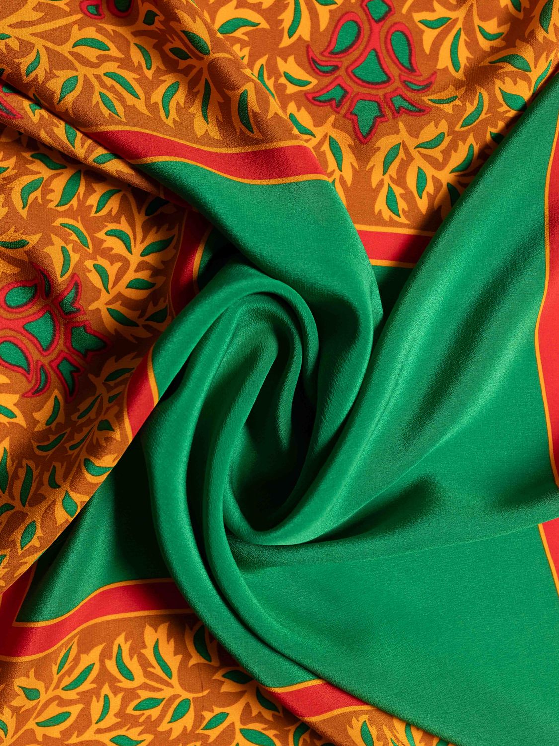 Yves Saint Laurent Ornamental Pattern Silk Scarf