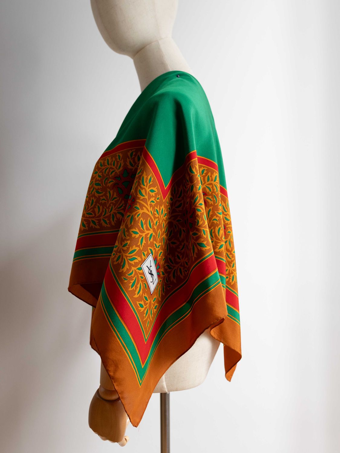 Yves Saint Laurent Ornamental Pattern Silk Scarf