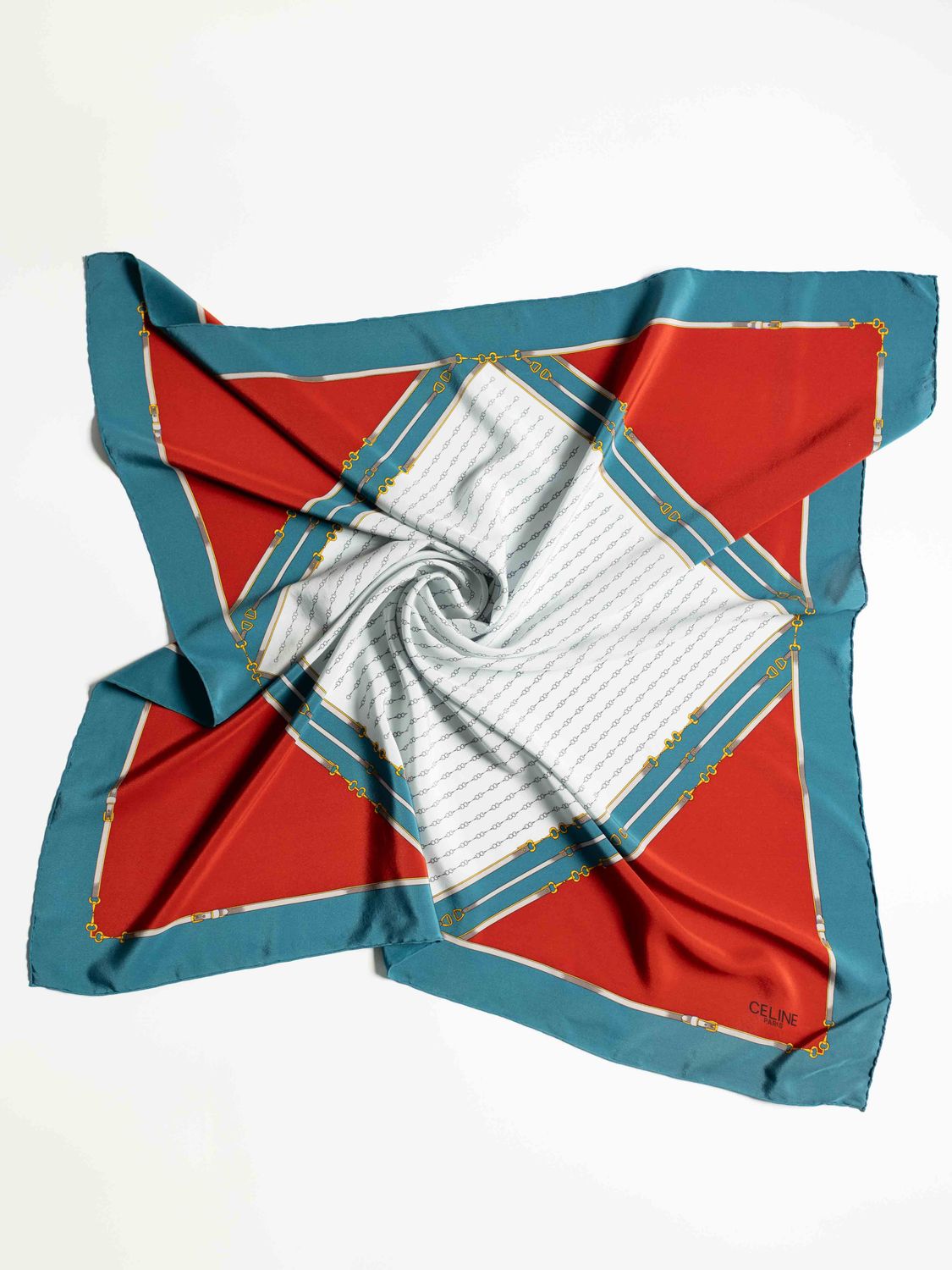 Celine Equestrian Patern Silk Scarf