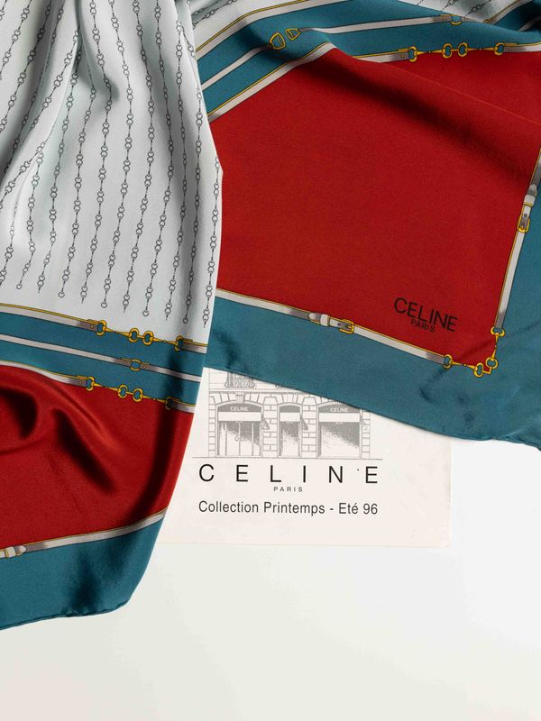 Celine Equestrian Patern Silk Scarf