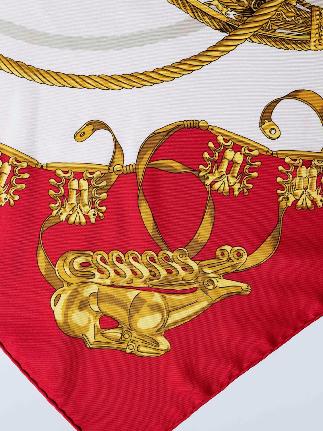 Hermès Les Cavaliers d’Or Red Silk Scarf