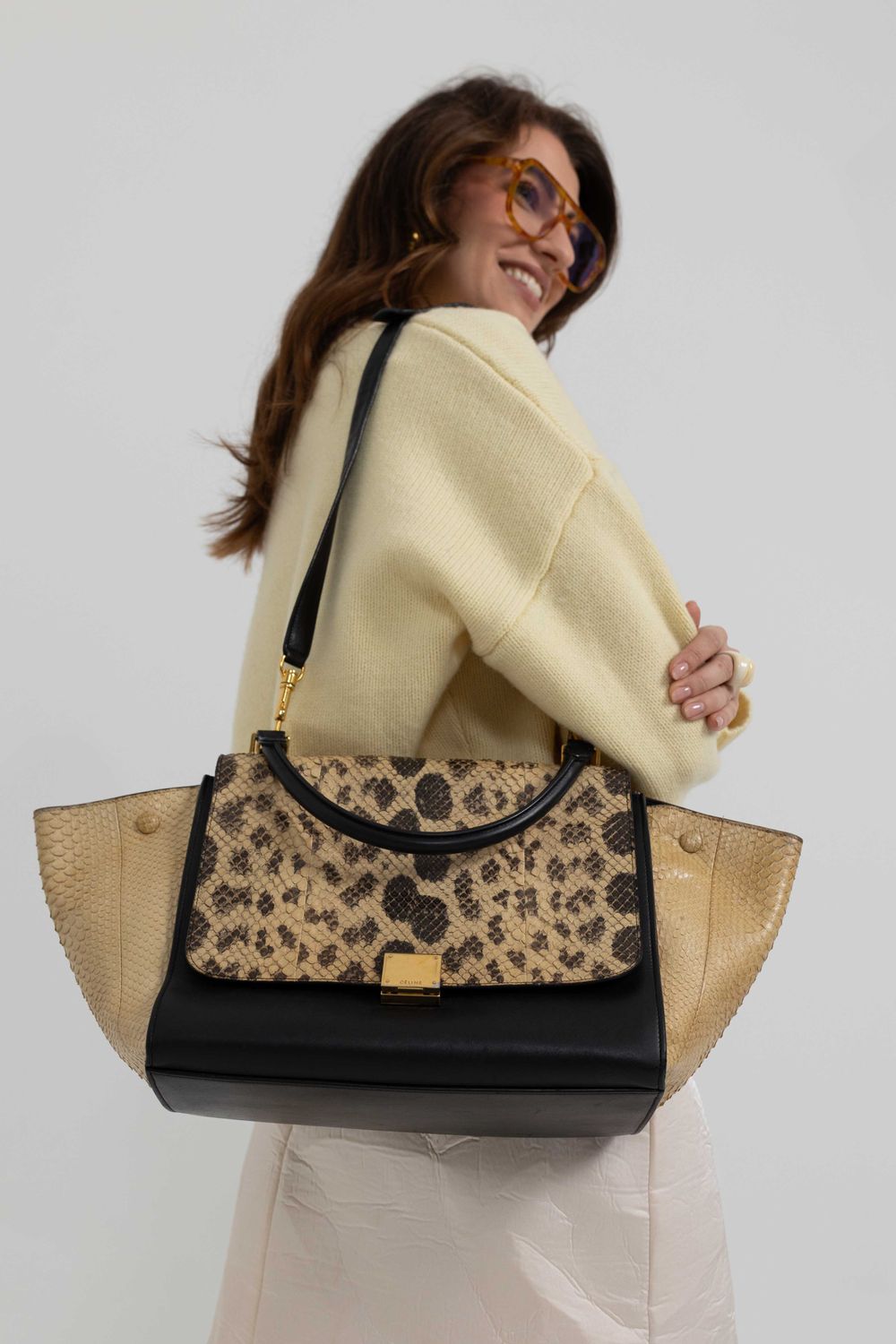 Céline Trapeze Python Bag