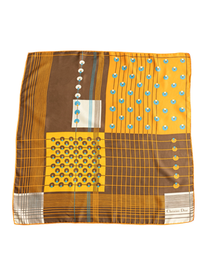 Christian Dior Ochre Mosaic Silk Scarf