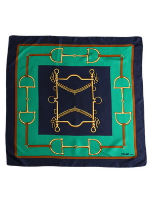 CELINE GREEN SILK SCARF