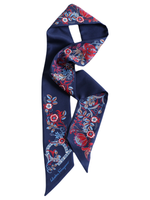 FERRAGAMO FLOWER MOTIF SILK TWILLY