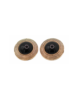 BLACK CABOCHON EARRINGS