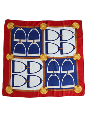 Celine Red Silk Scarf