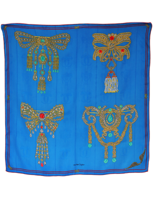 Cartier Blue Silk Scarf