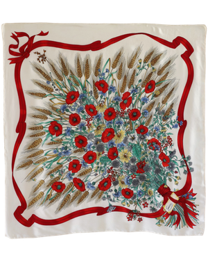 GUCCI FLORA POPPIES SILK SCARF