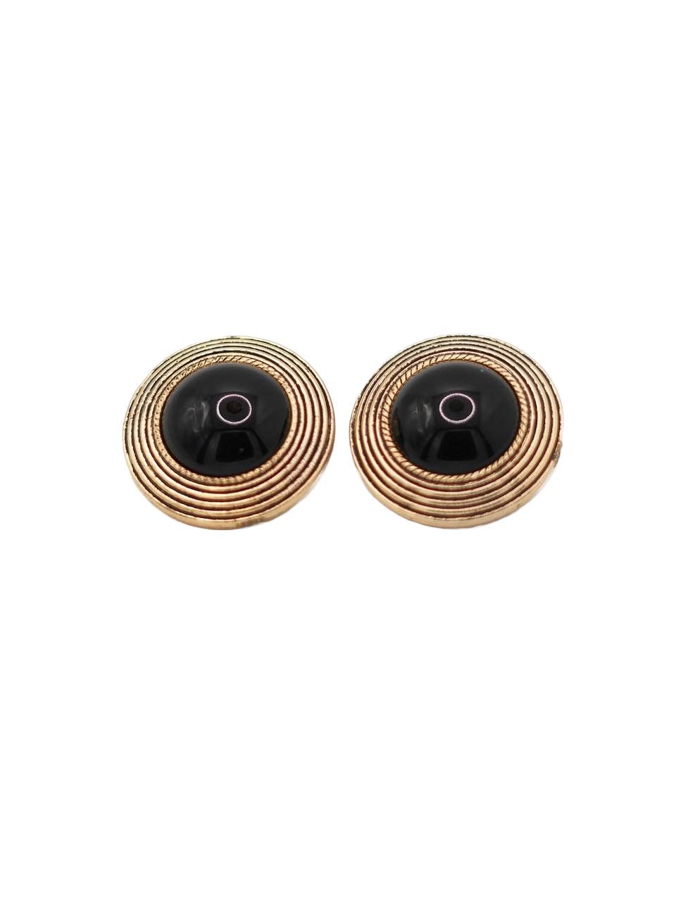 BLACK CABOCHON EARRINGS