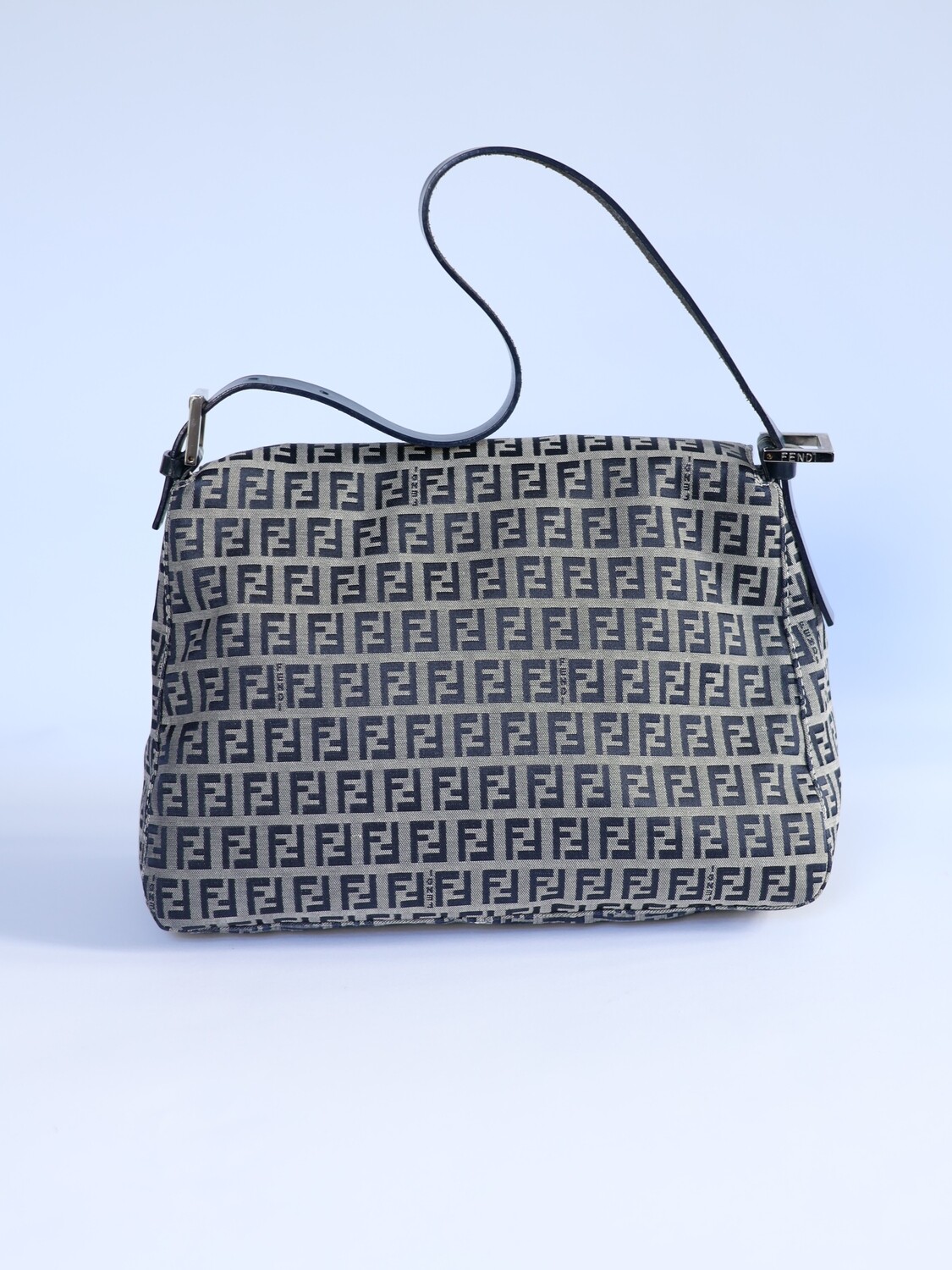 Fendi Navy Zucca Mamma Baguette Bag
