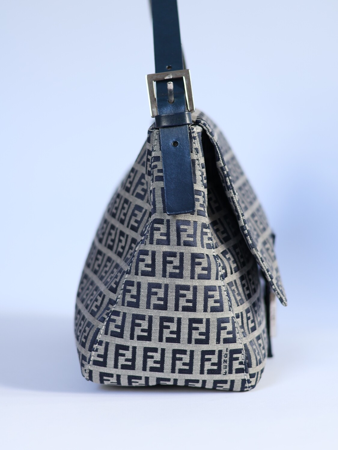 Fendi Navy Zucca Mamma Baguette Bag