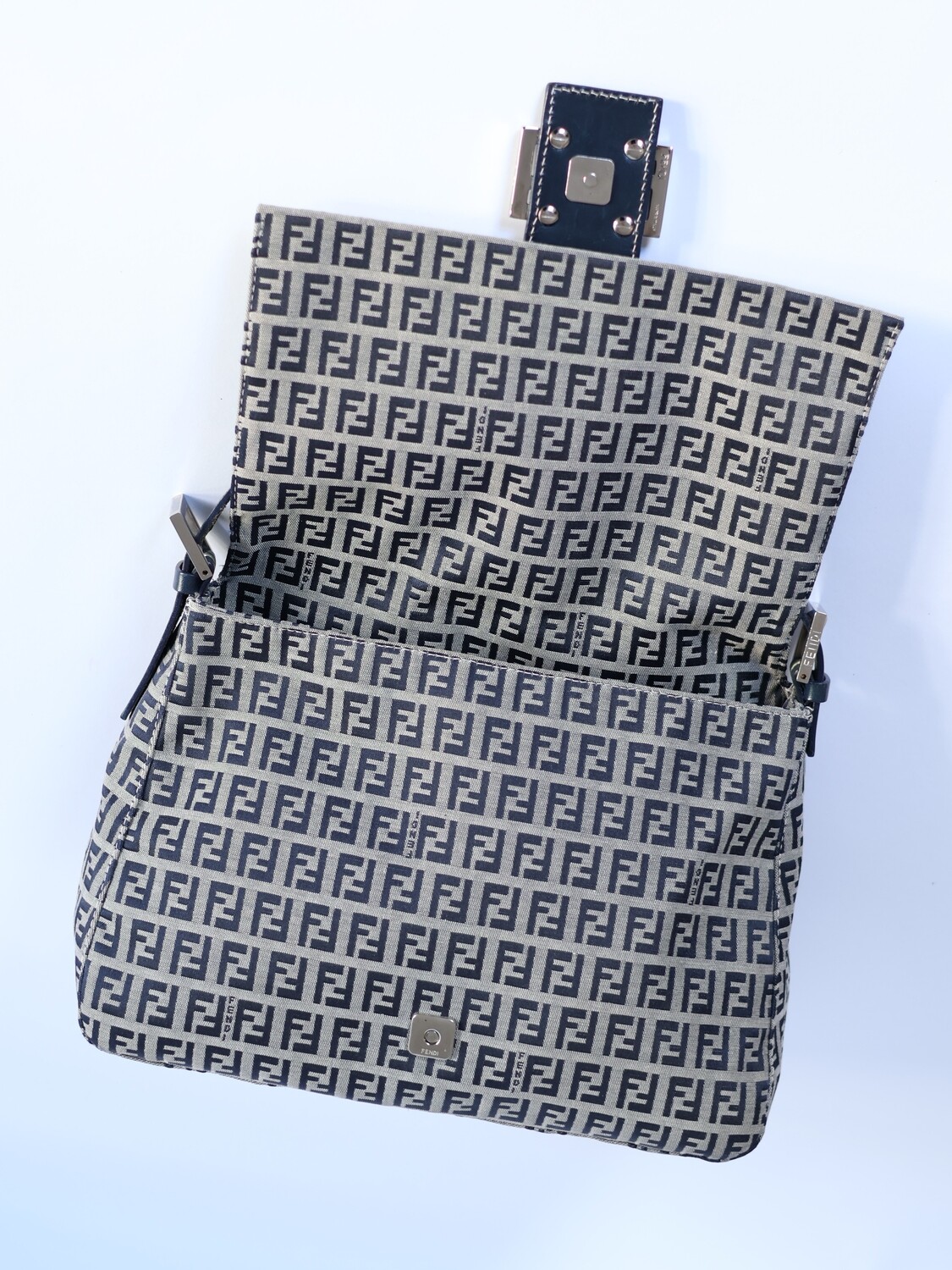 Fendi Navy Zucca Mamma Baguette Bag