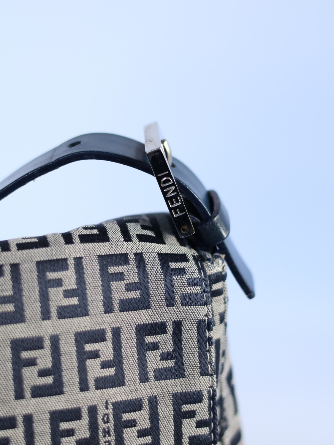 Fendi Navy Zucca Mamma Baguette Bag