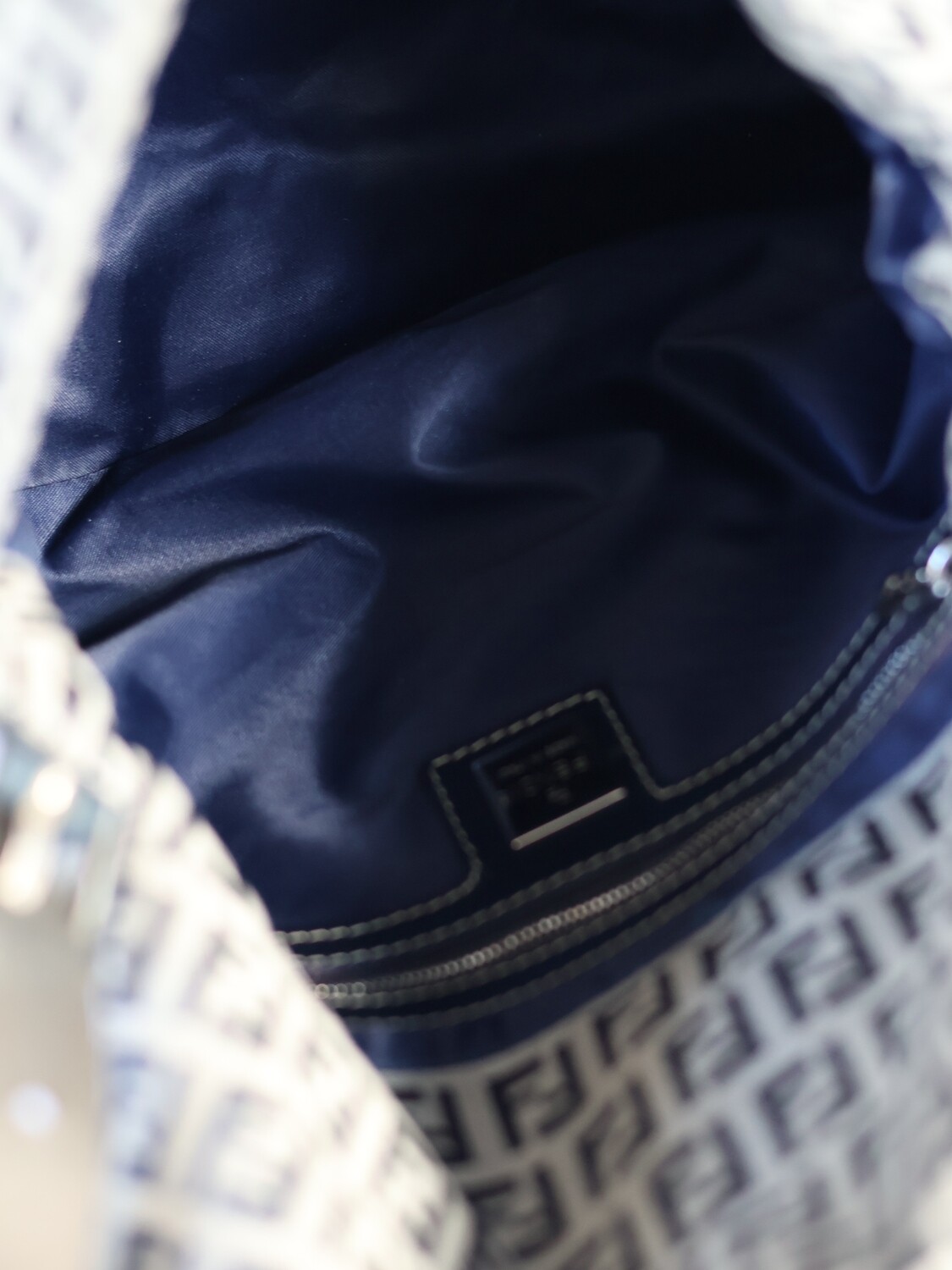 Fendi Navy Zucca Mamma Baguette Bag